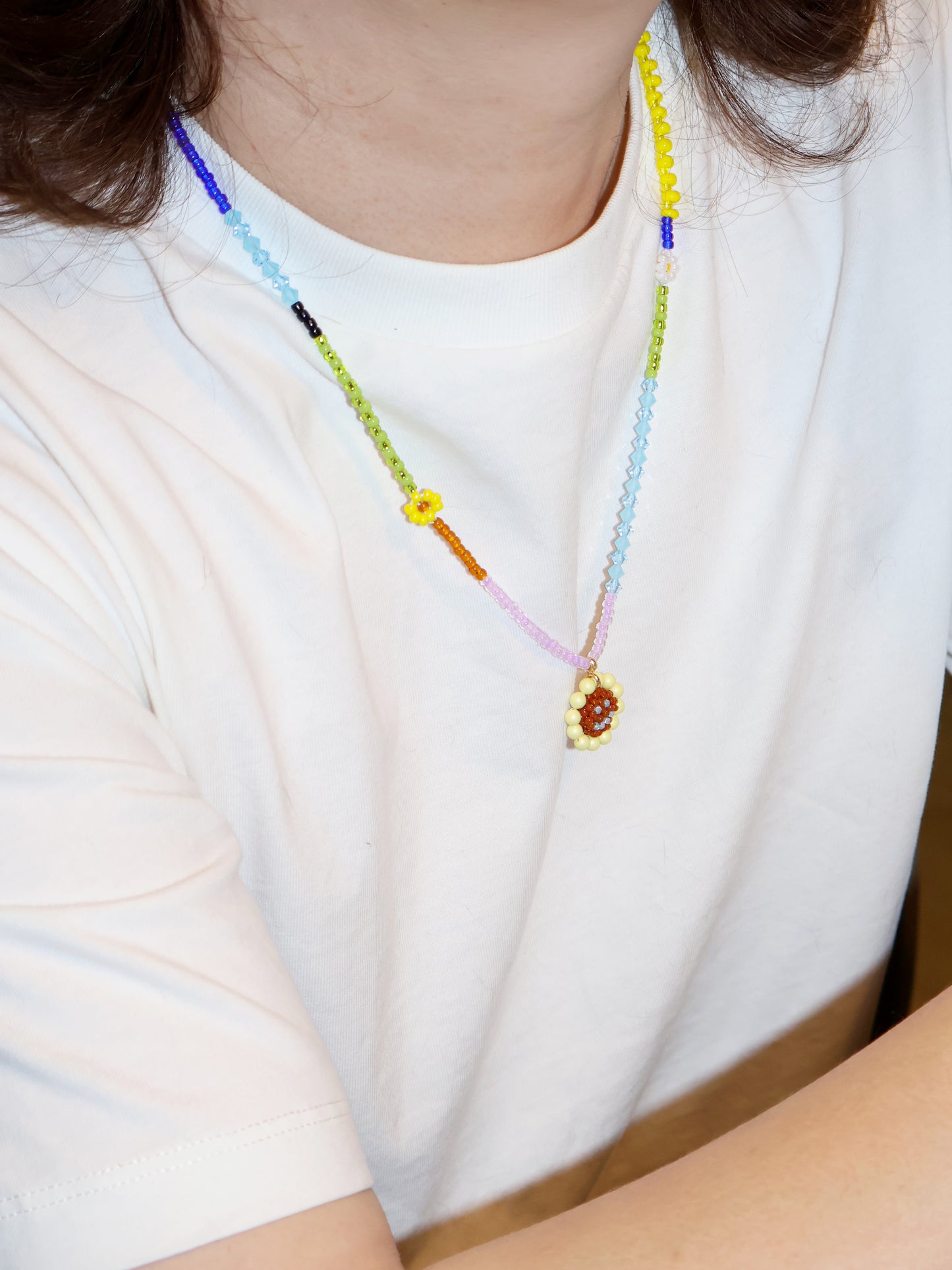 SNBC Smiling Dandelion Colorful Beaded Necklace