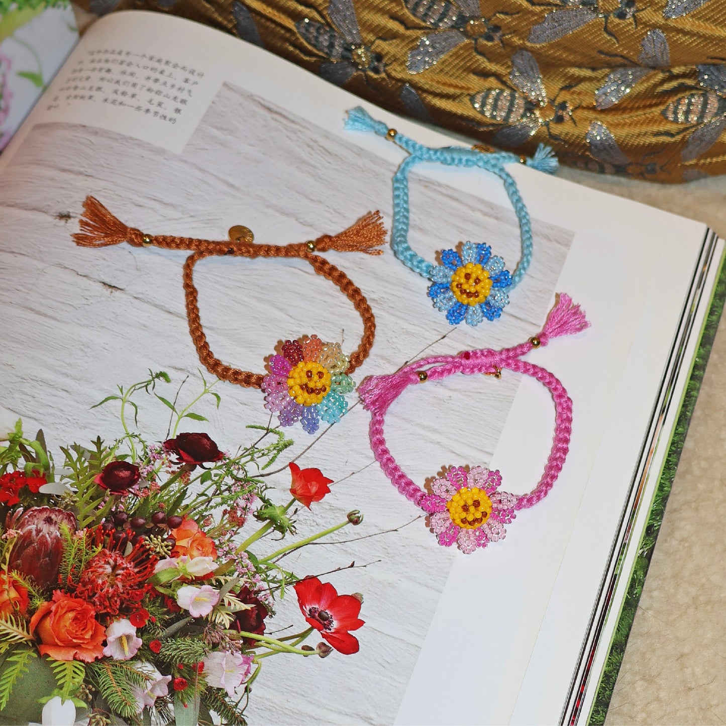 SNBC Smiley Sunflower Braided Bracelet