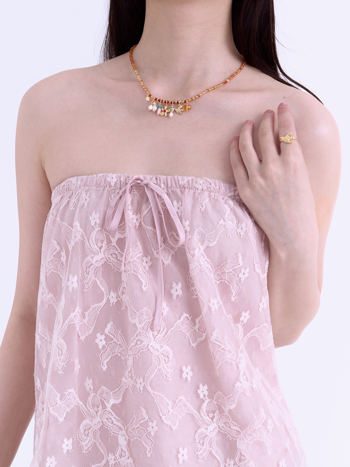 XTASTE Agate Floral Beaded Necklace
