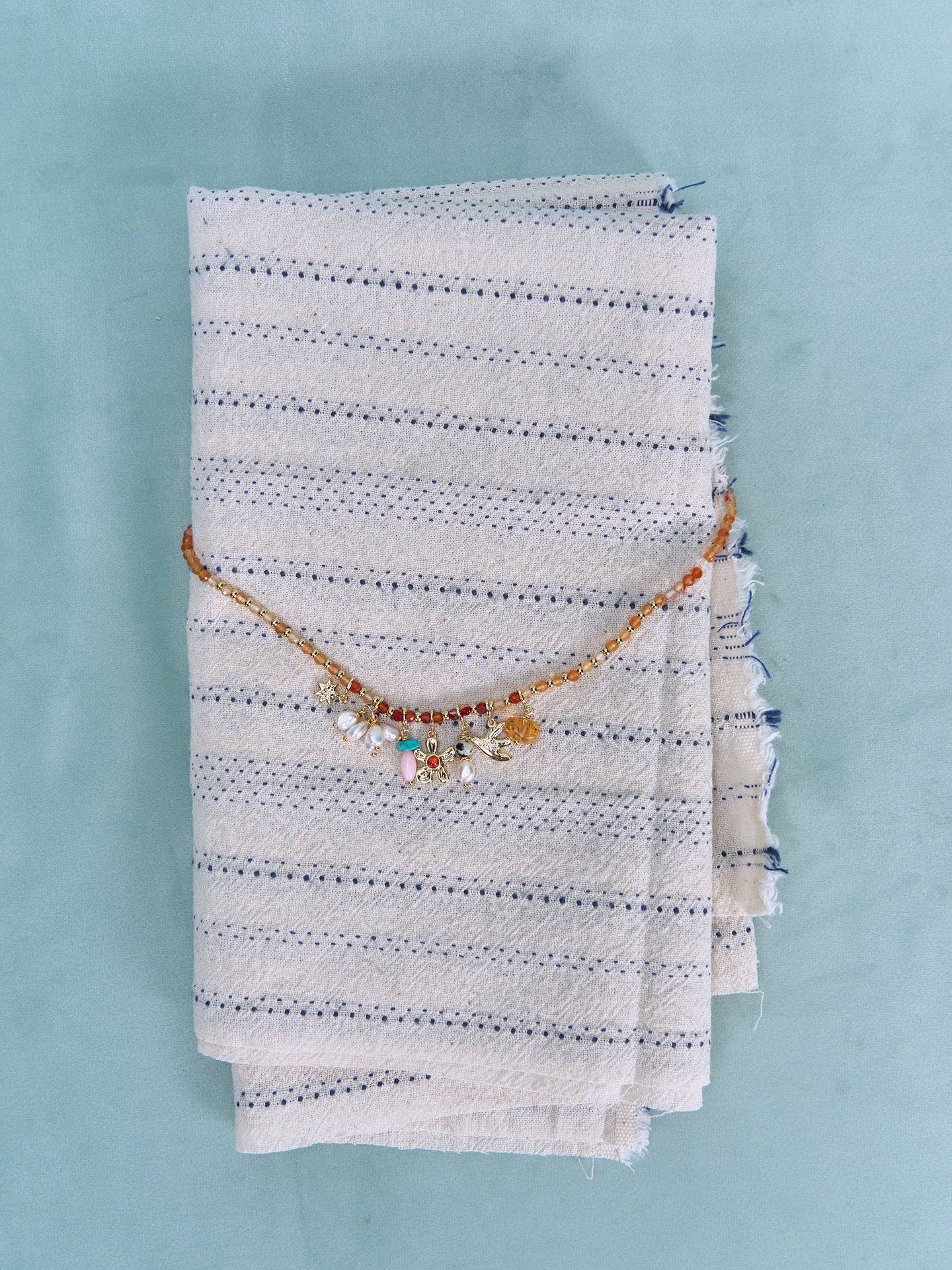 XTASTE Agate Floral Beaded Necklace