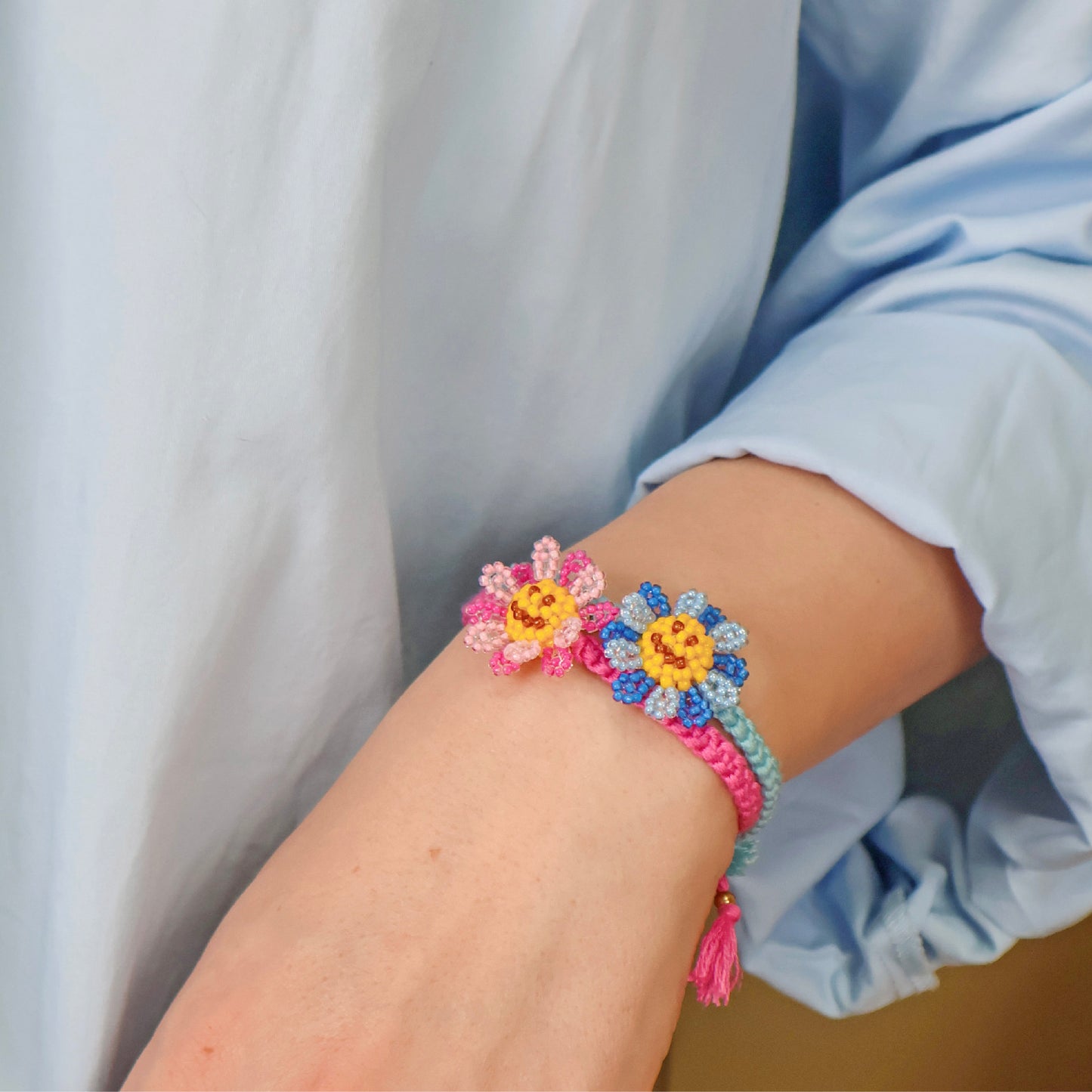 SNBC Smiley Sunflower Braided Bracelet