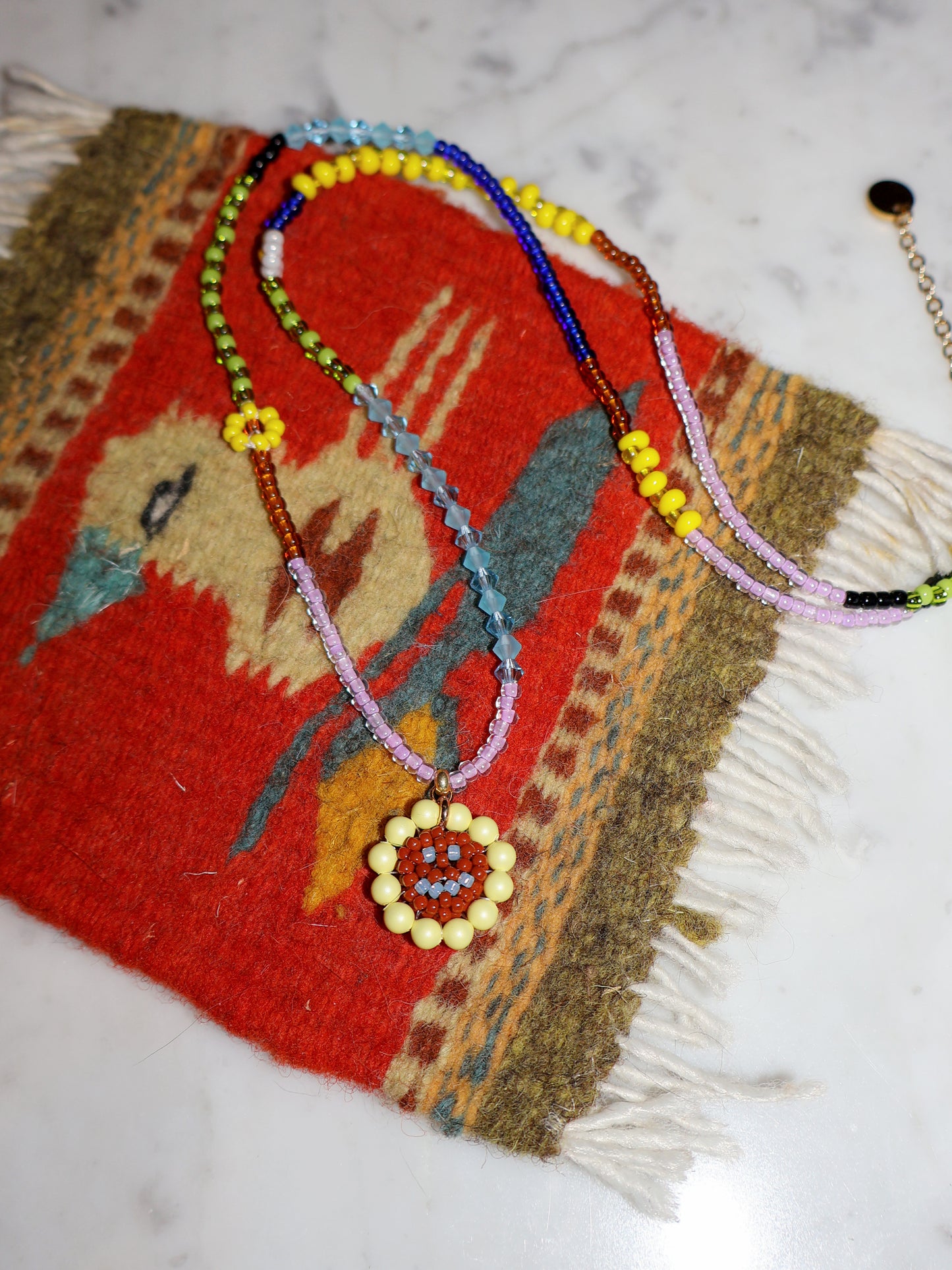SNBC Smiling Dandelion Colorful Beaded Necklace