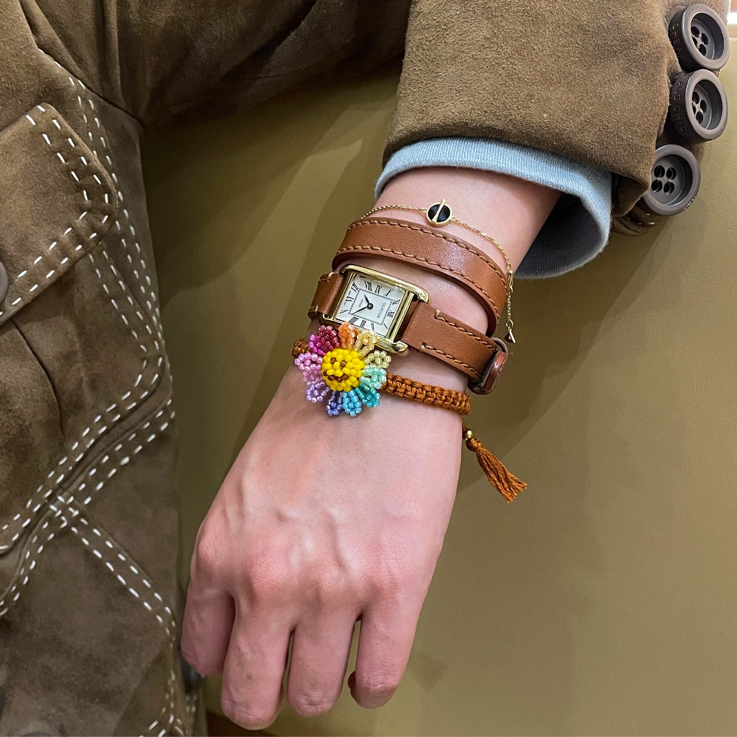SNBC Smiley Sunflower Braided Bracelet
