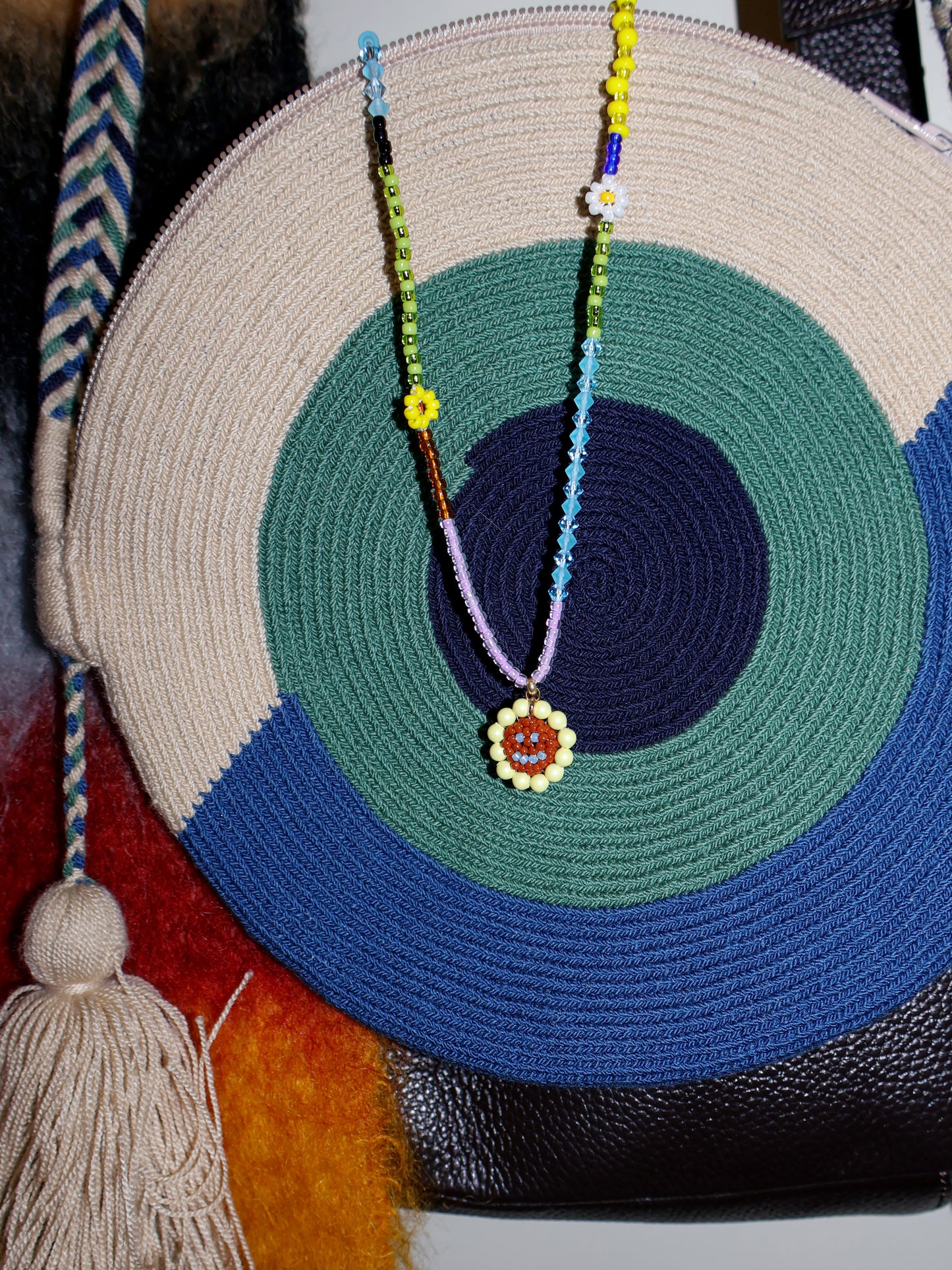 SNBC Smiling Dandelion Colorful Beaded Necklace