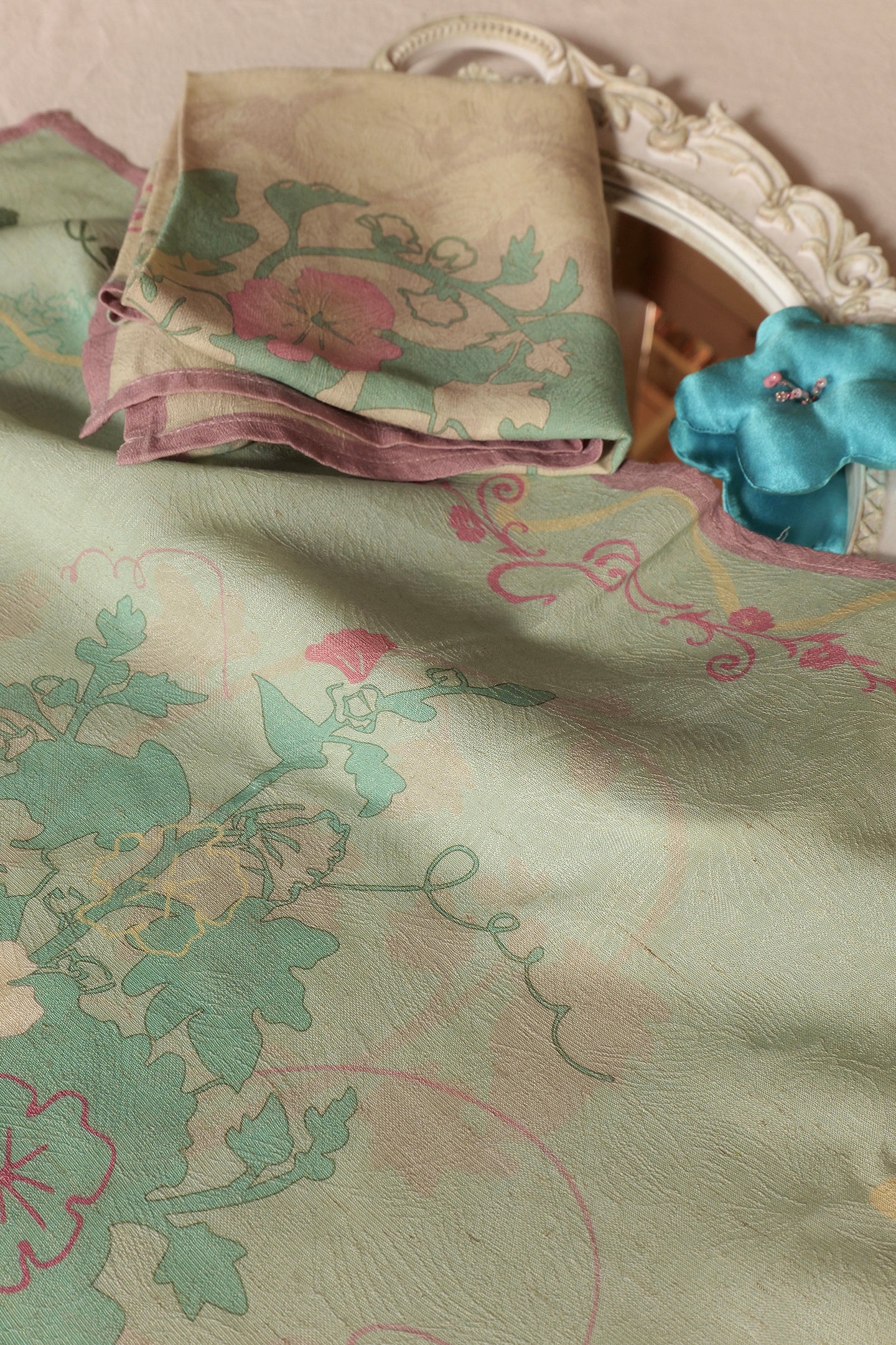 Within Without Hollyhock Print Linen Cotton Square Scarf