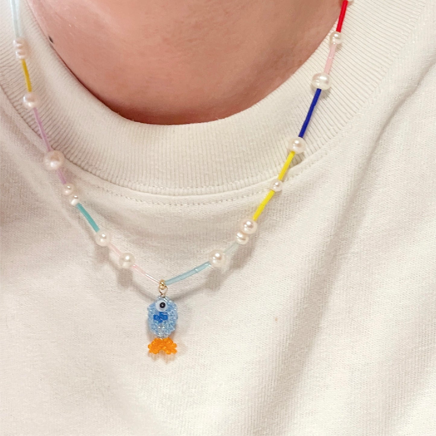 SNBC Fish Beaded Pearl Necklace