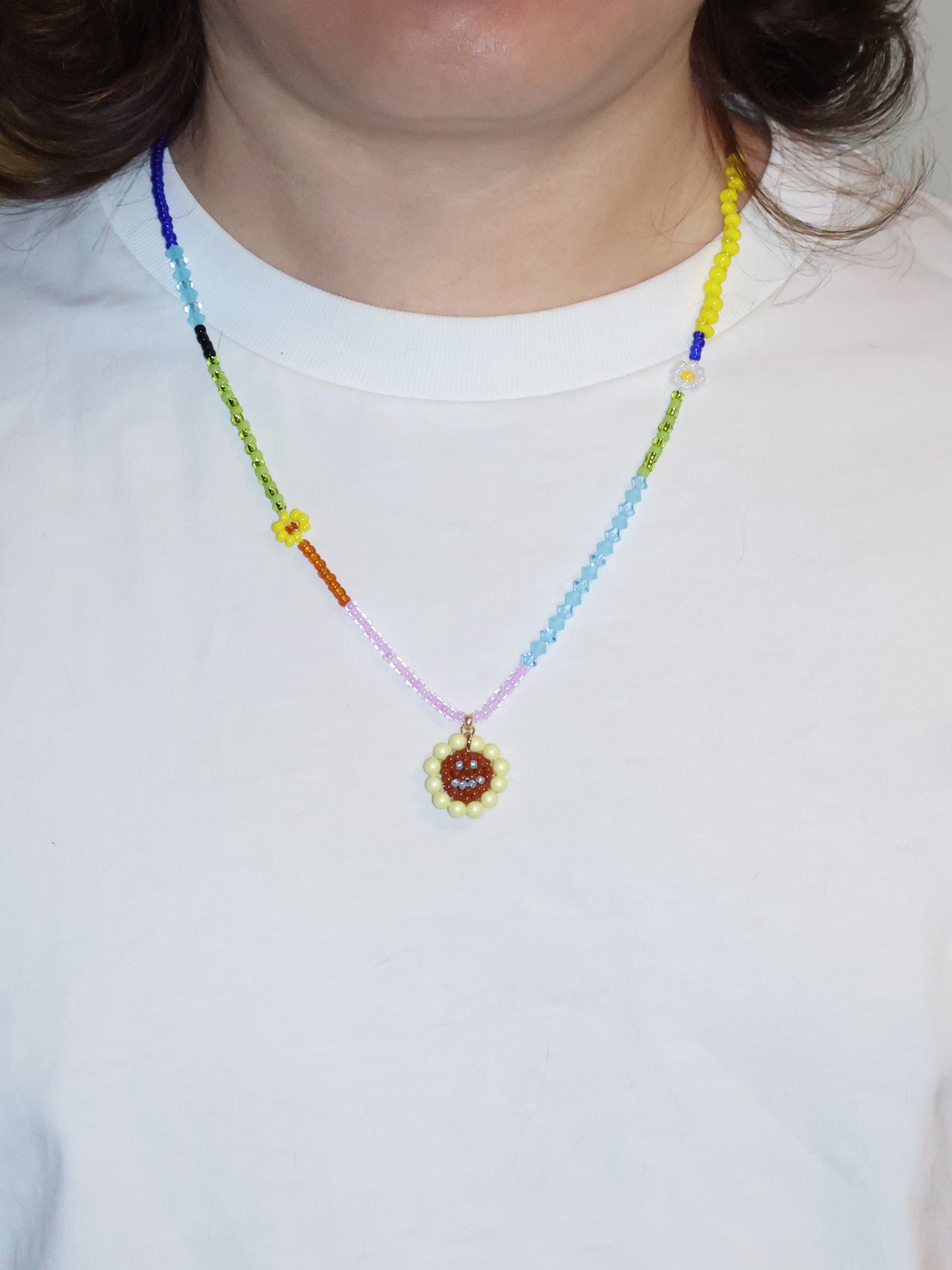 SNBC Smiling Dandelion Colorful Beaded Necklace