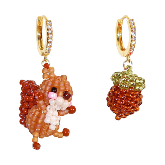 SNBC Squirrel Acorn Earrings (a pair)