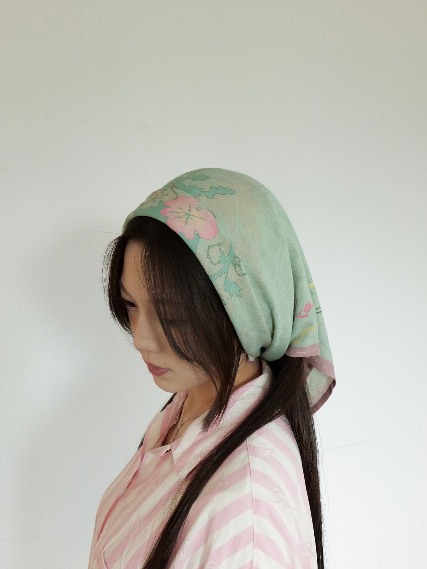 Within Without Hollyhock Print Linen Cotton Square Scarf