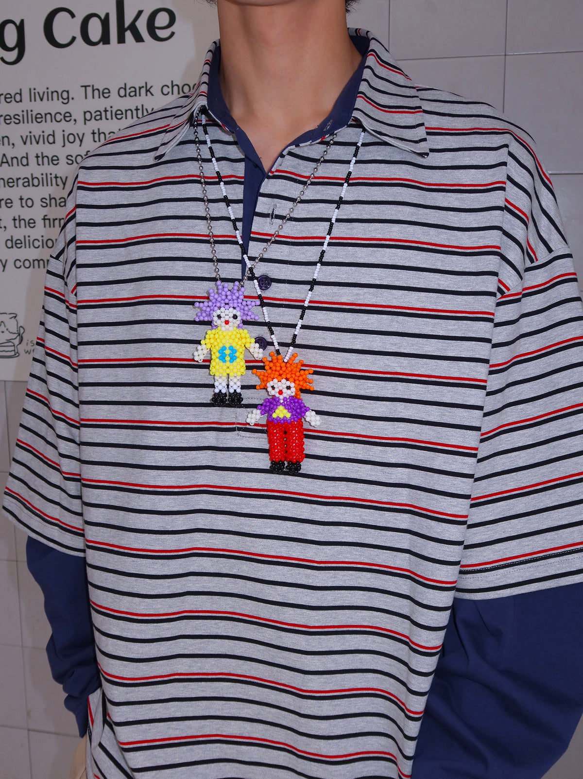 CHICHABOOM Small KIKO Spiky Little Man Beaded Necklace