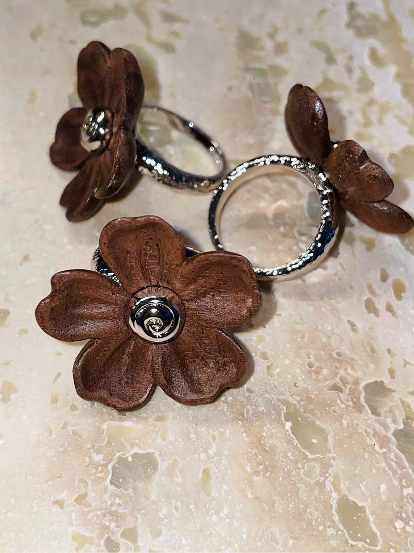 USELESS OBJECTS Wood Bloom Wooden Flower Ring