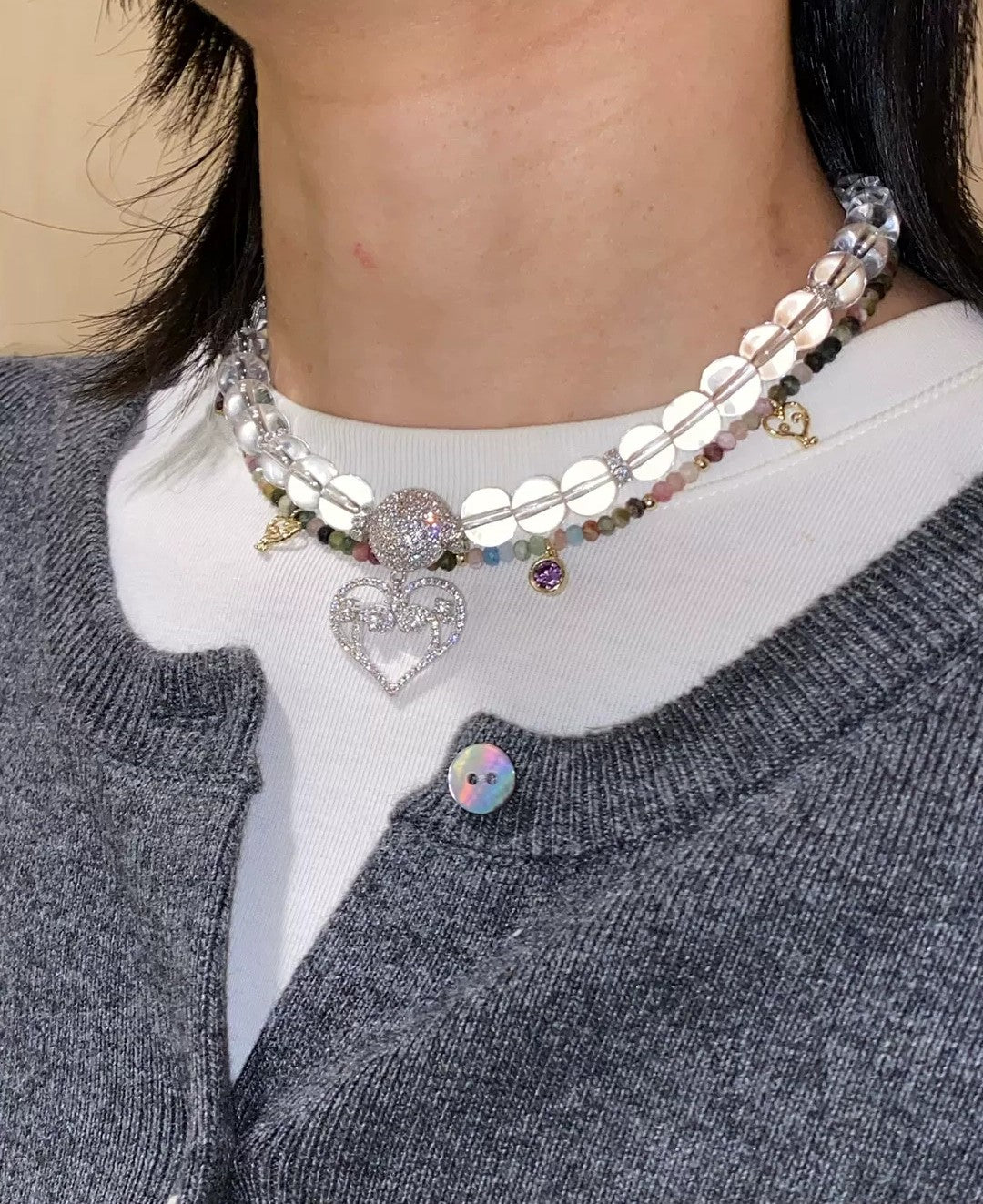 USELESS OBJECTS Infinity Key Key Tourmaline Stone Necklace