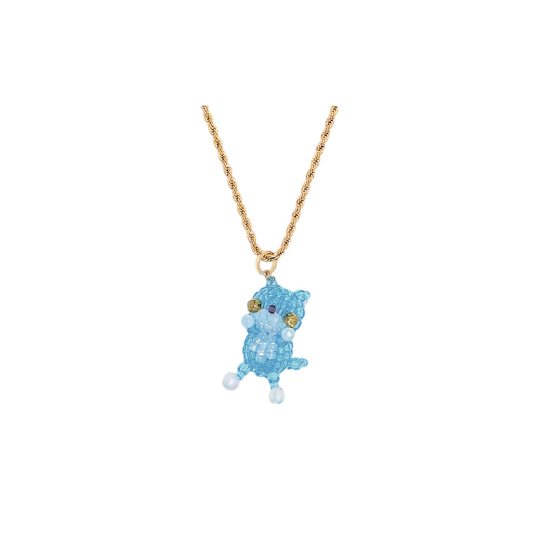 SNBC Gemstone Cat Necklace