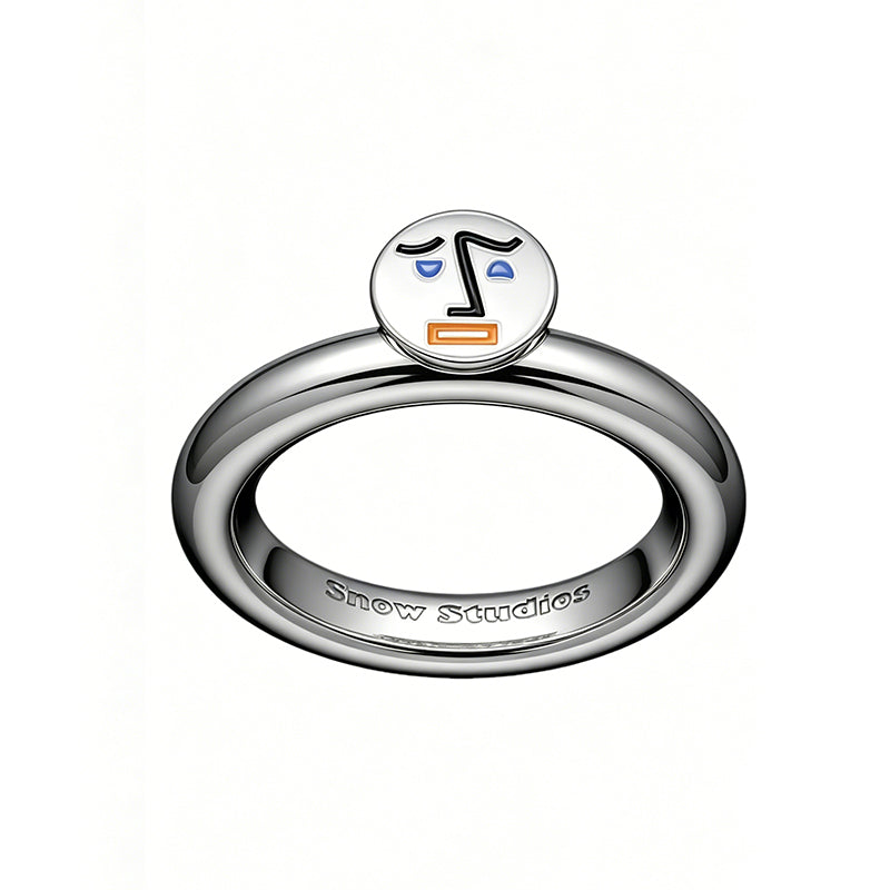 SNOW STUDIOS “JOJO” 925 Silver Delicate Circle Trendy Friendship Ring