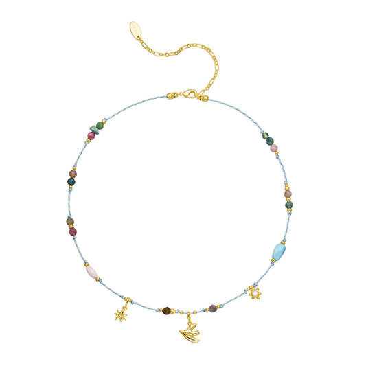 XTASTE Bird Tourmaline Knot Necklace