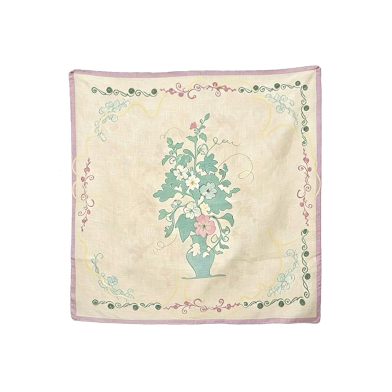 Within Without Hollyhock Print Linen Cotton Square Scarf