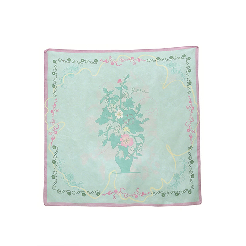 Within Without Hollyhock Print Linen Cotton Square Scarf